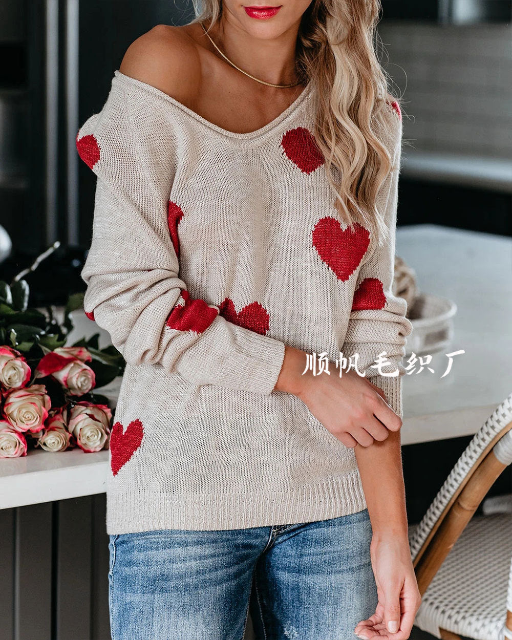 Casual Sweetheart Design Long Sleeves Sweaters