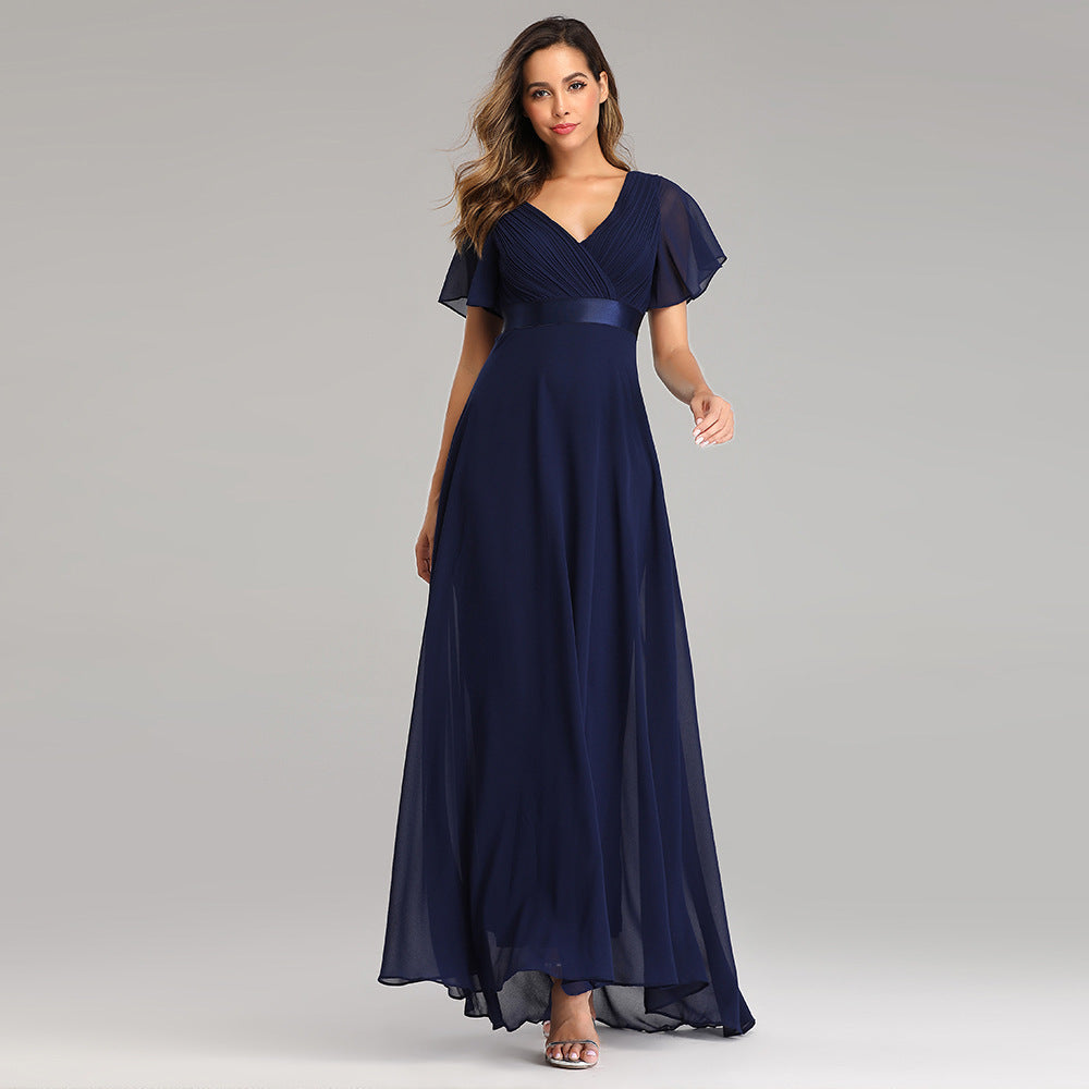 Elegant V Neck Chiffon Women Party Dresses