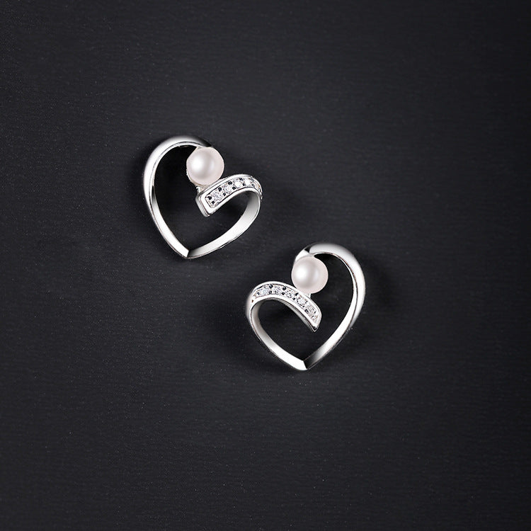 Desined Pearl Sterling Silver Earrings Studs for Women