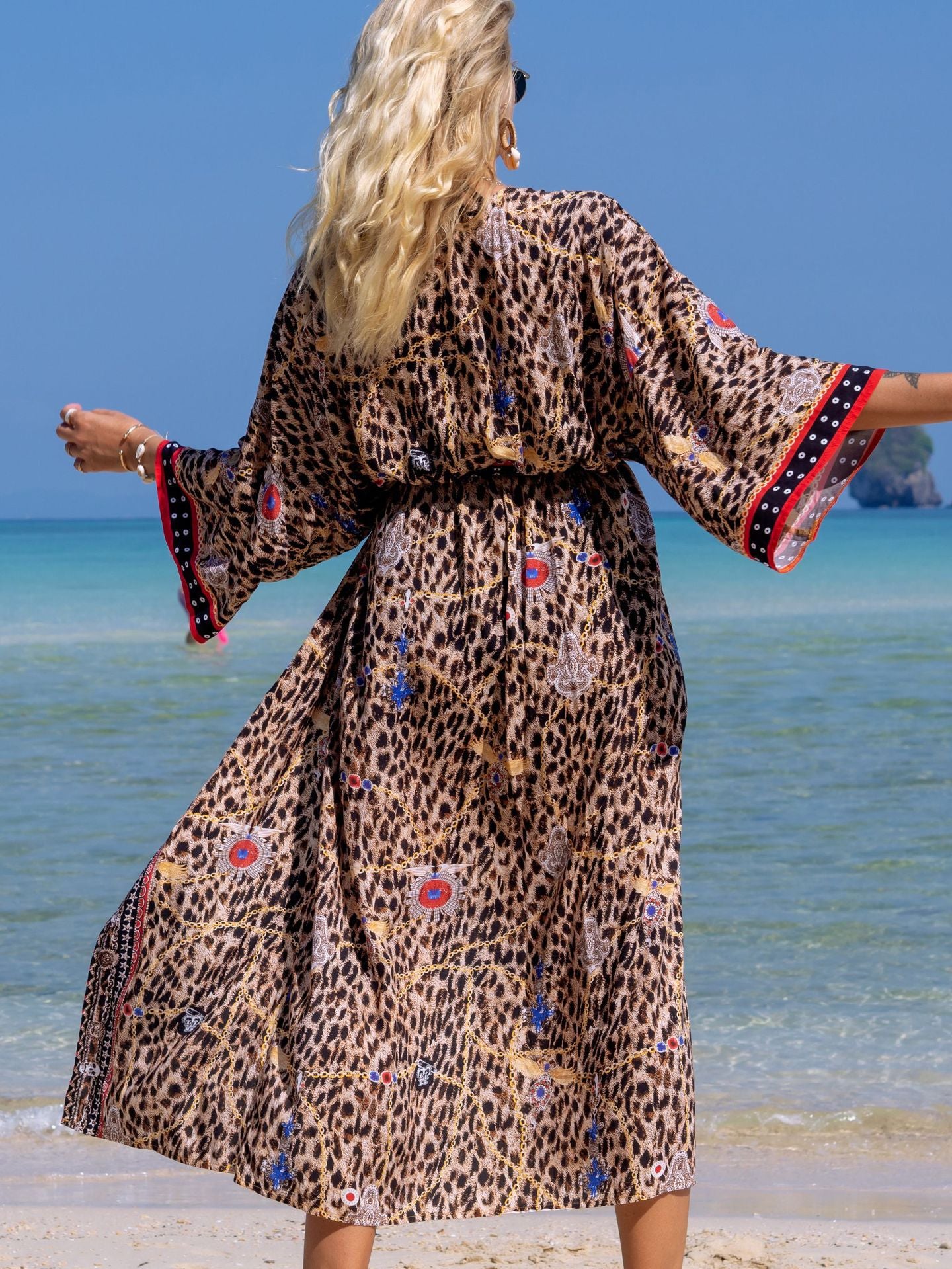 Fashion Floral Print Summer Kimono Beachwear Cover Ups