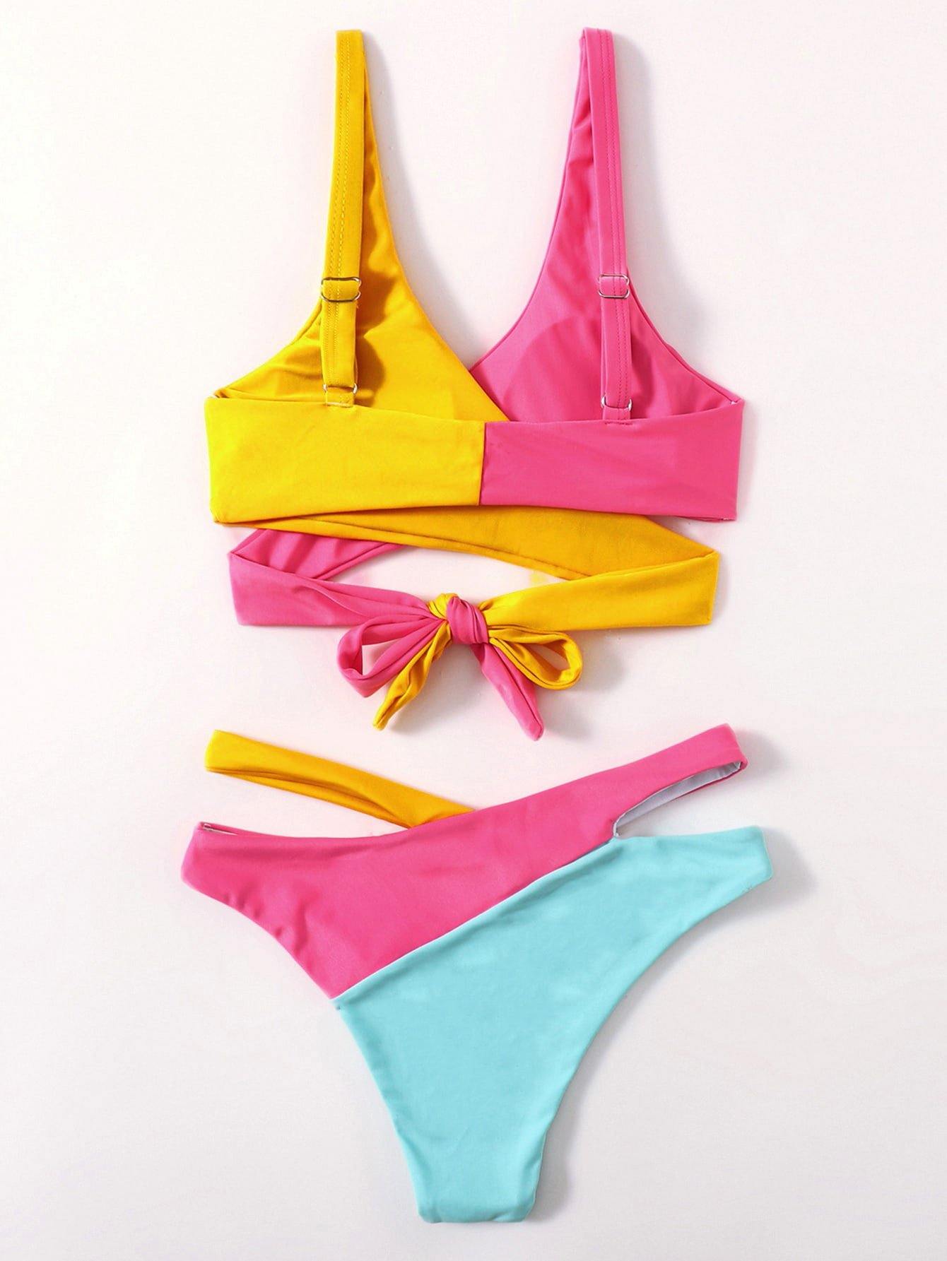 Wholsale Sexy Patchwork Colors Bikini Swimsuits-STYLEGOING