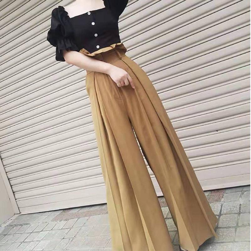 Casual High Waist Loose Straight Pants-STYLEGOING