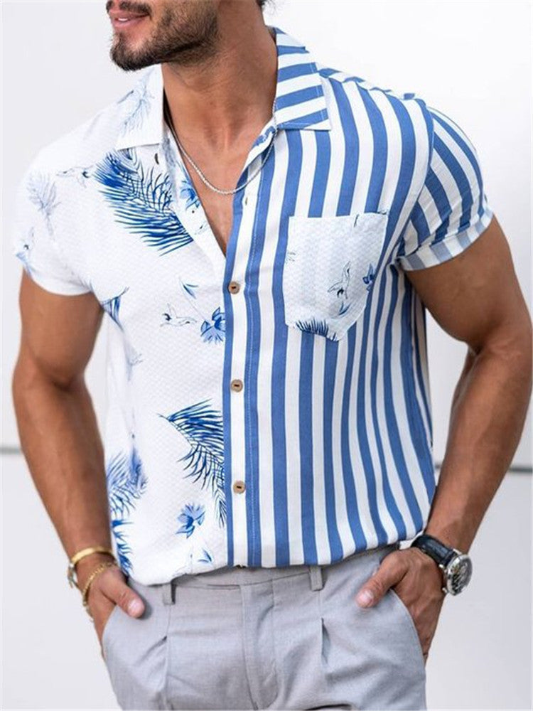 Summer Beach Striped Men's Short Sleeves T Shirts