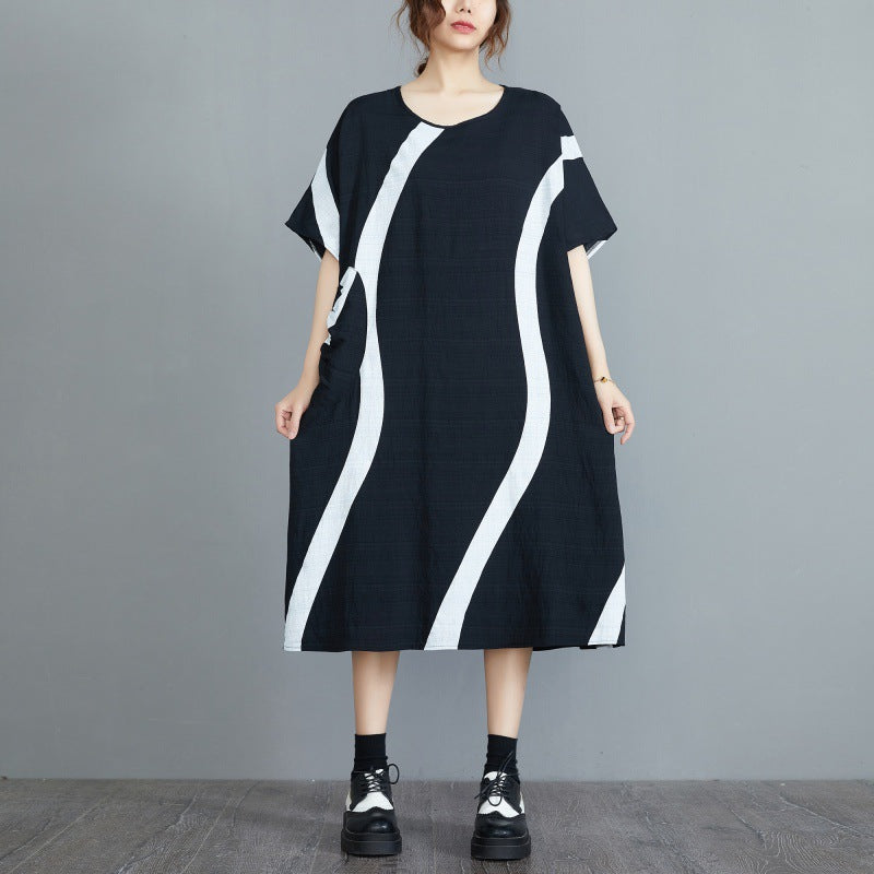 Casual Striped Plus Sizes Women Dresses