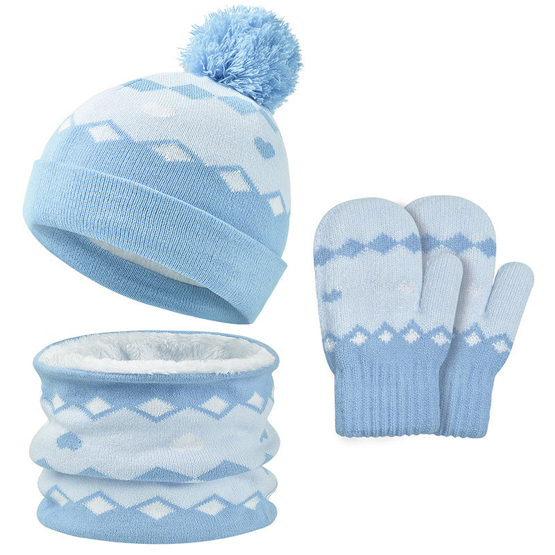 Winter Knitting Hats Gloves Scarfs 3pcs/set