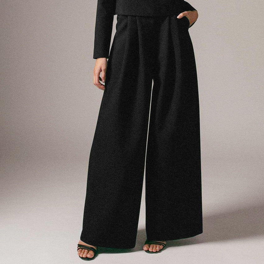 Casual Women Tops and Wide Leg Pants Two Pieces Suits