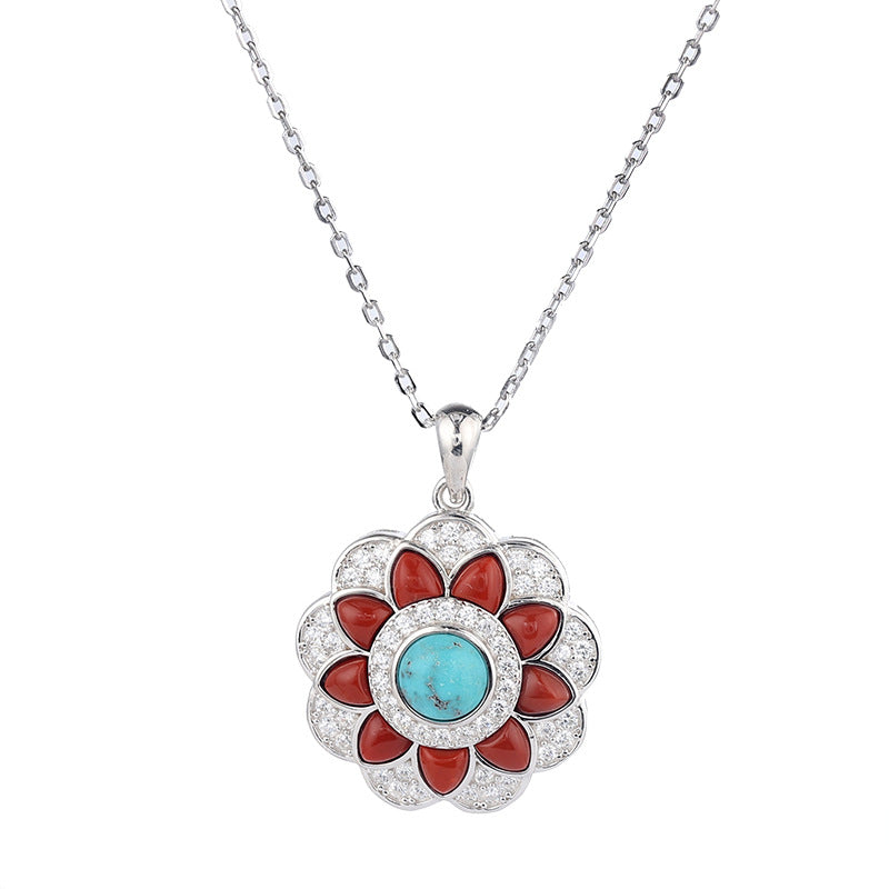 Fashion Sterling Silver Turquoise Agate Necklace for Women