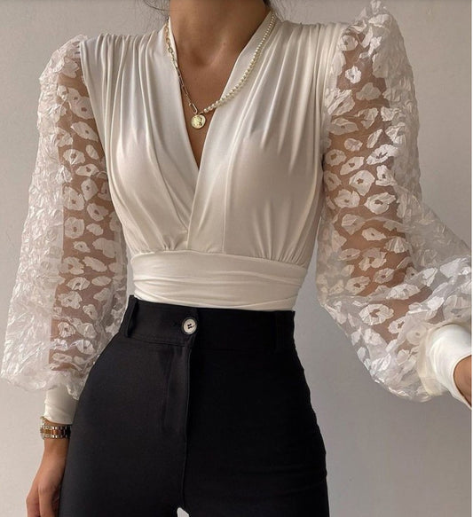 Casual Lace Women Top Blouses
