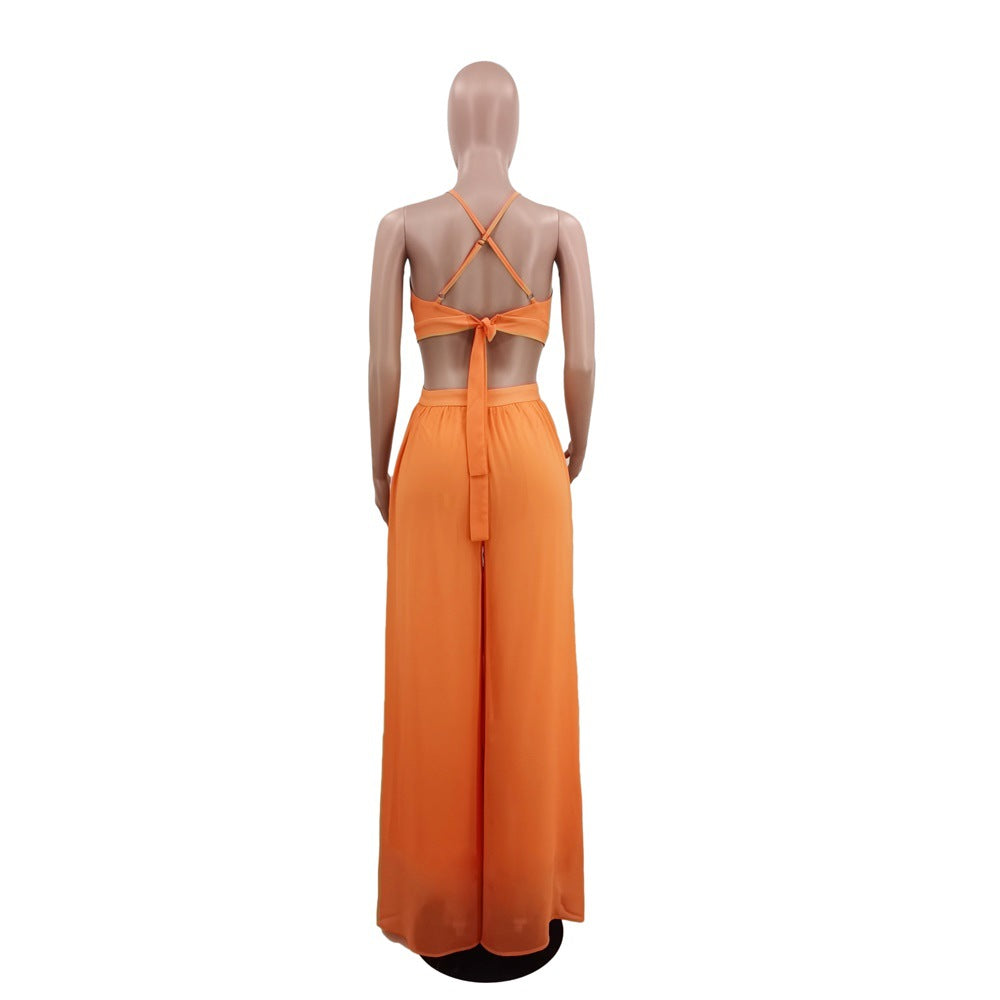 Sexy Chiffon Backless Women Jumpsuits