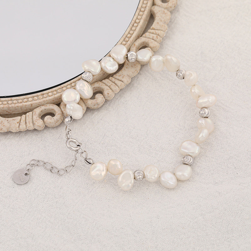 Fashion Baroque Pearl Sterling Sliver Bracelets for Women