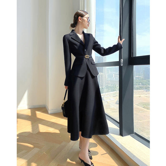Luxury Woolen Blazer Top & Skirts Sets for Women