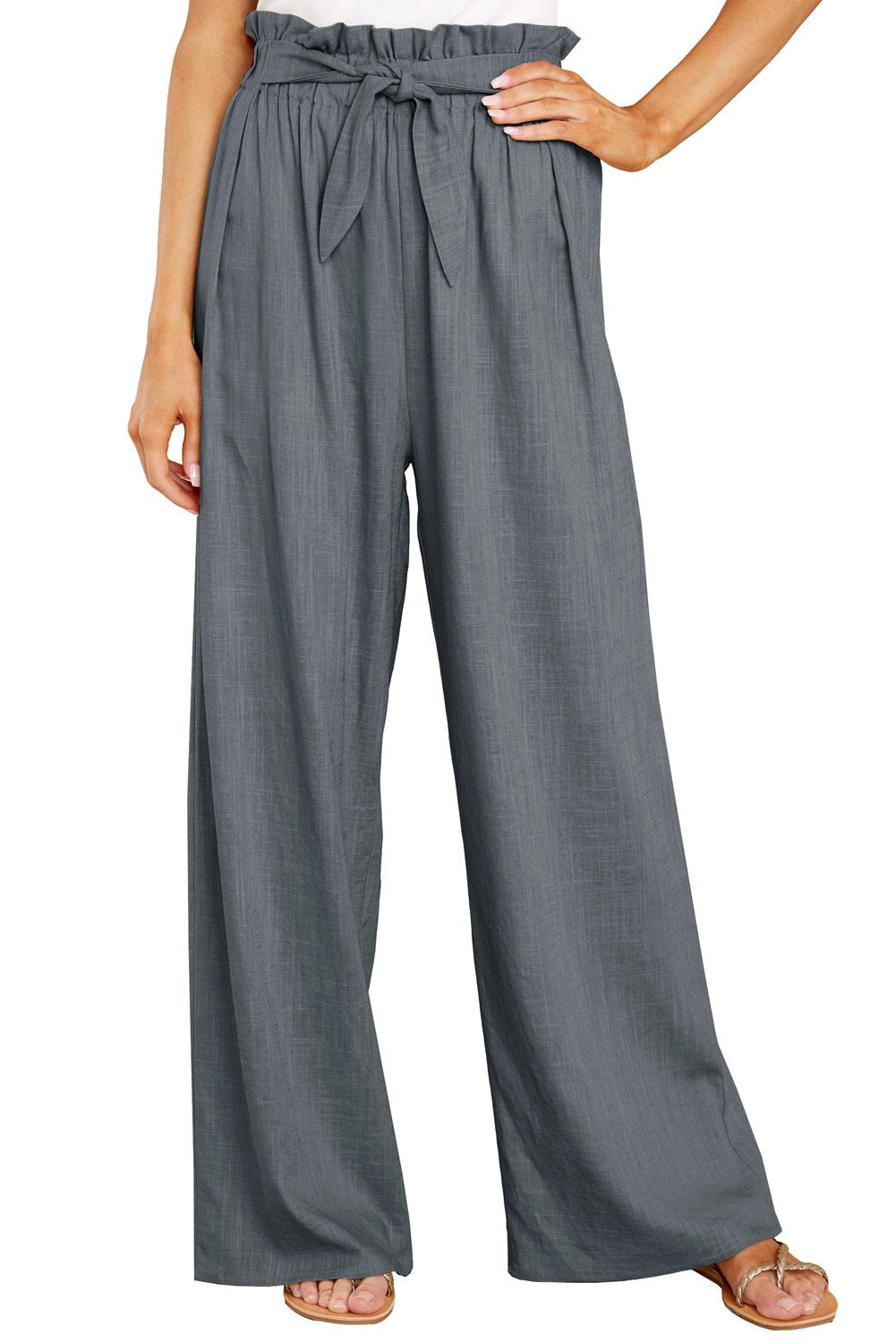 Casual Women Linen Long Pants-Gray-S-Free Shipping at meselling99