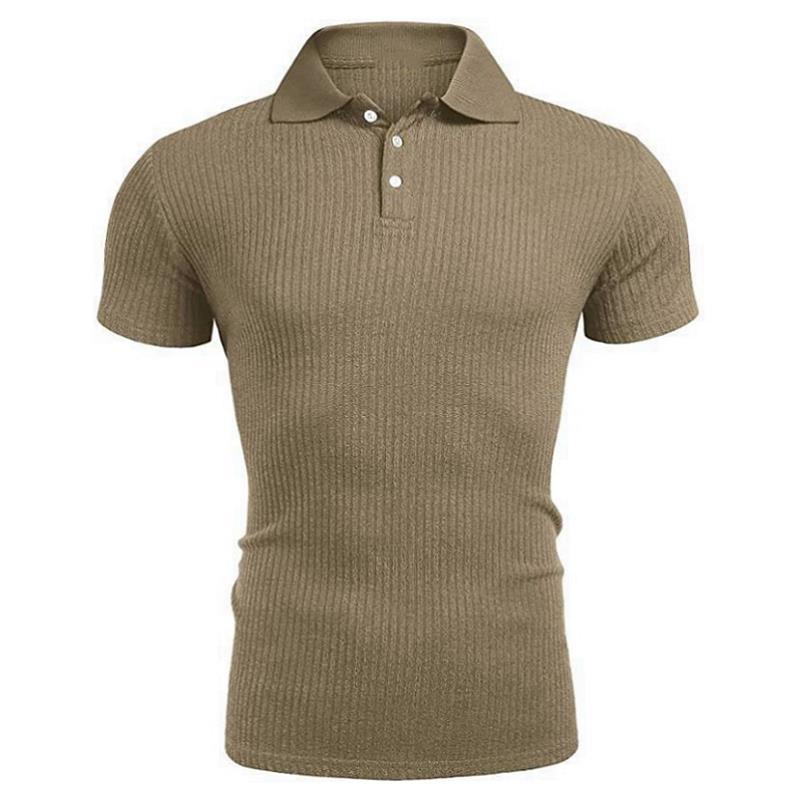 Khaki Summer Knitted Polo T Shirts for Men