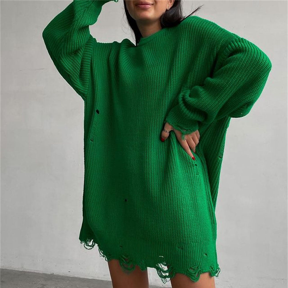 Women Plus Sizes Knitting Long Sweaters