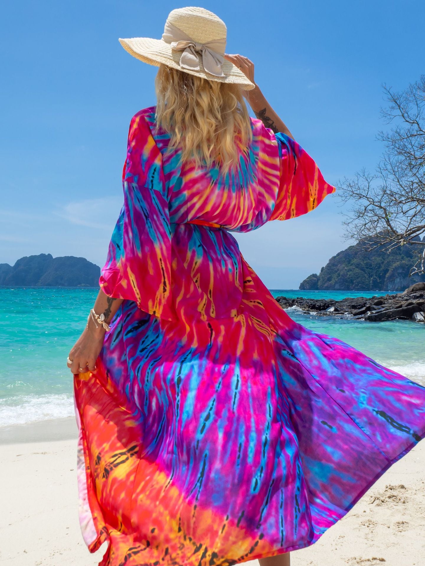 Fashion Floral Print Summer Kimono Beachwear Cover Ups