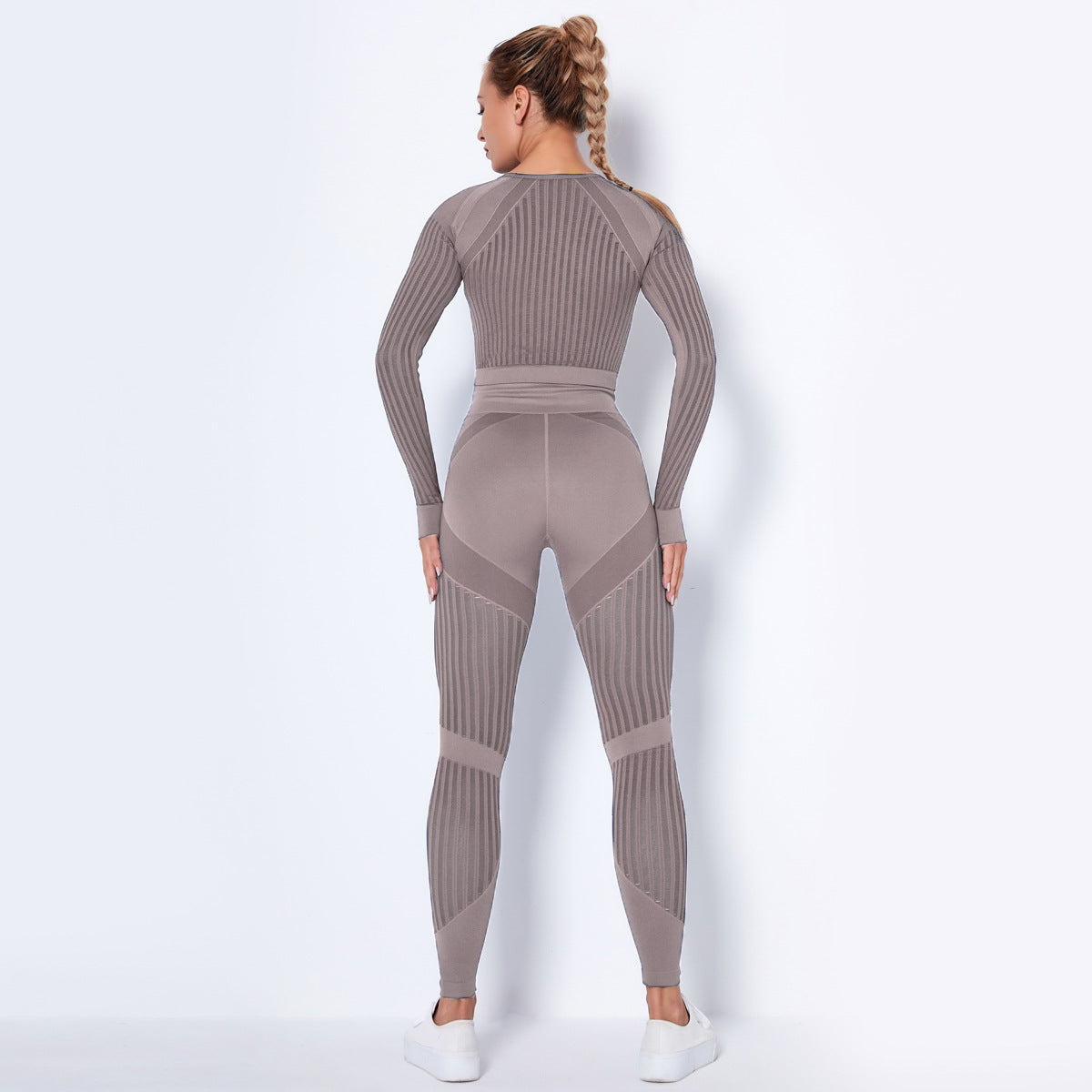 Sexy Hollow Out Long Sleeves Tops and Leggings Sets for Yoga Sporting