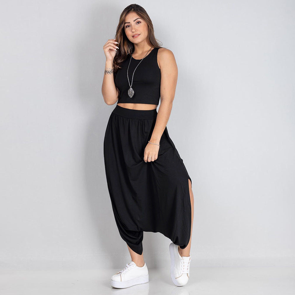 Casual Summer Sleeveless T Shirts&harem Pants