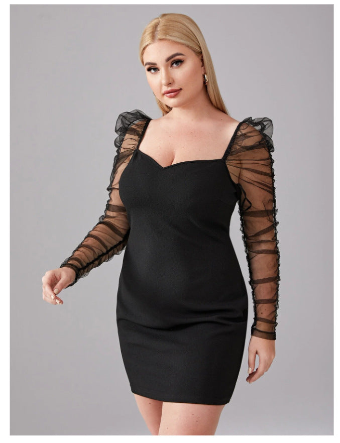 Black Tulle Plus Sizes Women Dresses
