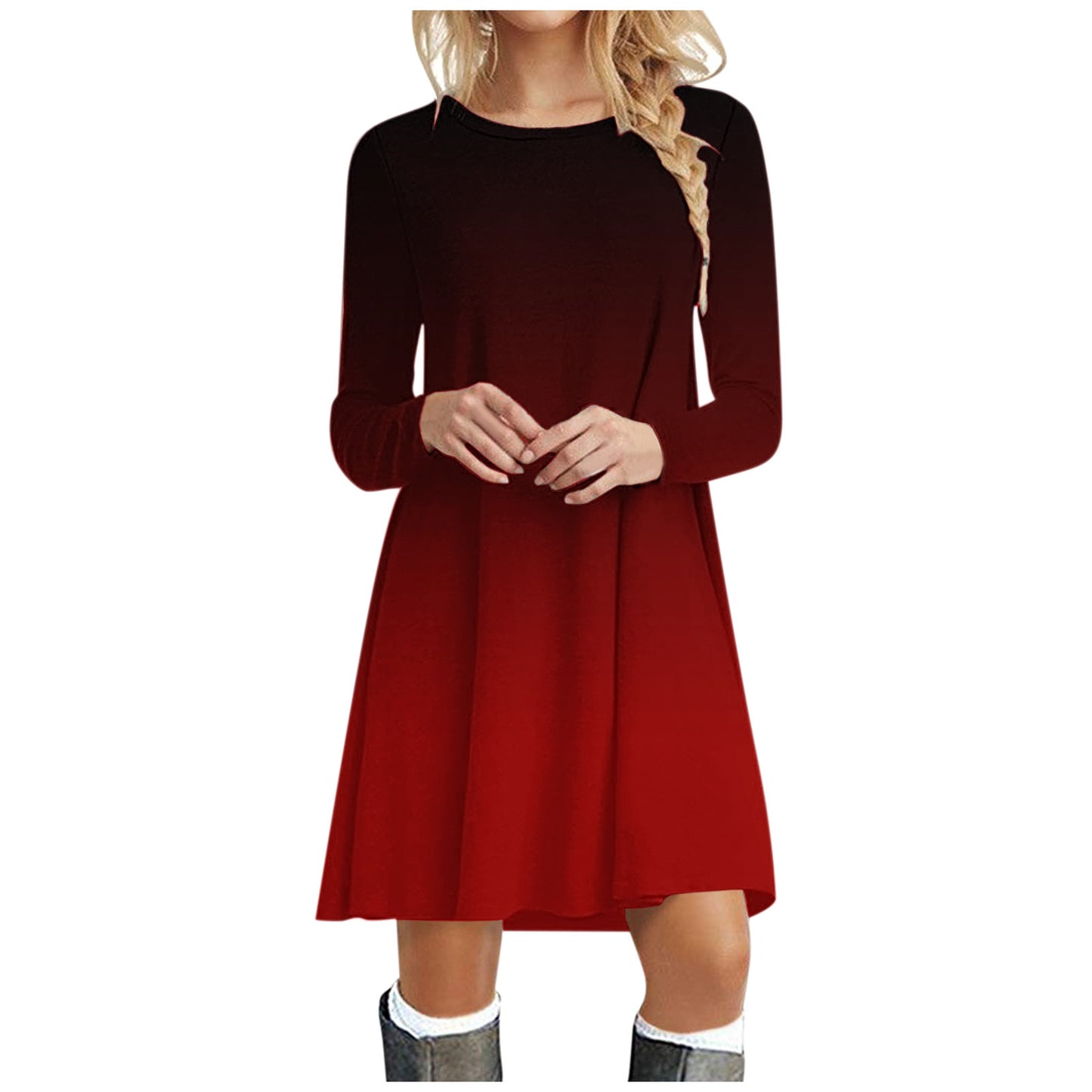 Casual Merry Christmas Long Sleeves Short Dresses