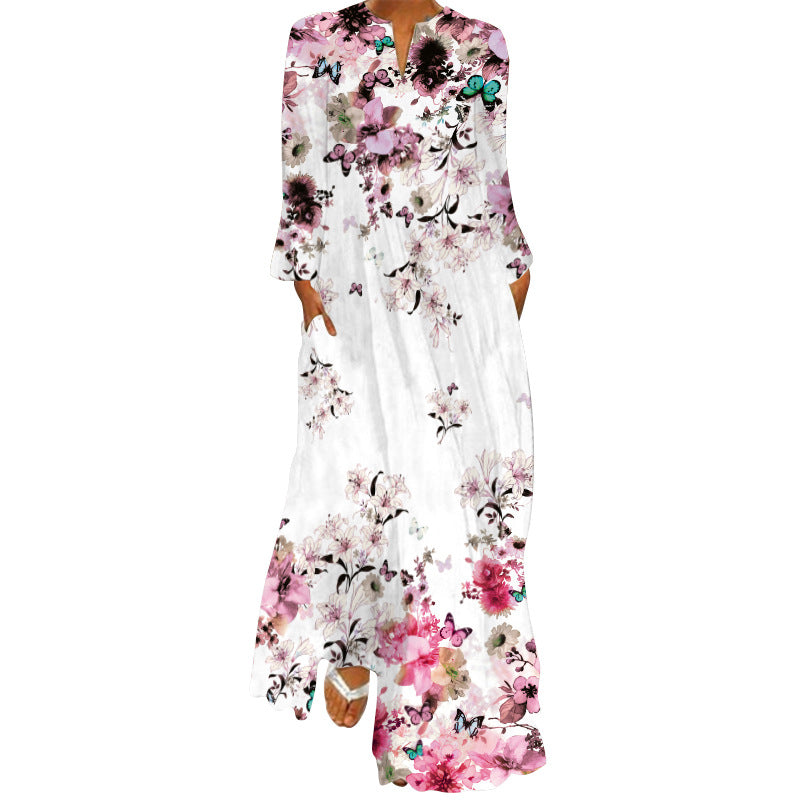 Casual Long Sleeves Floral Print Women Dresses