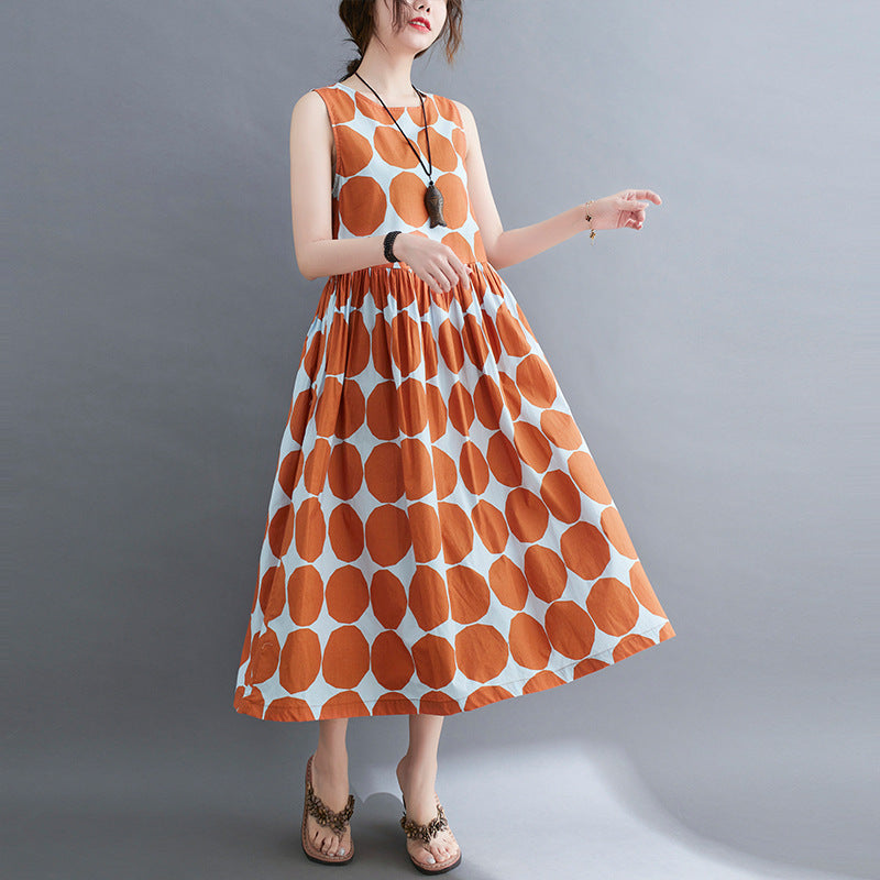 Summer Women Dot Print Midi Dresses