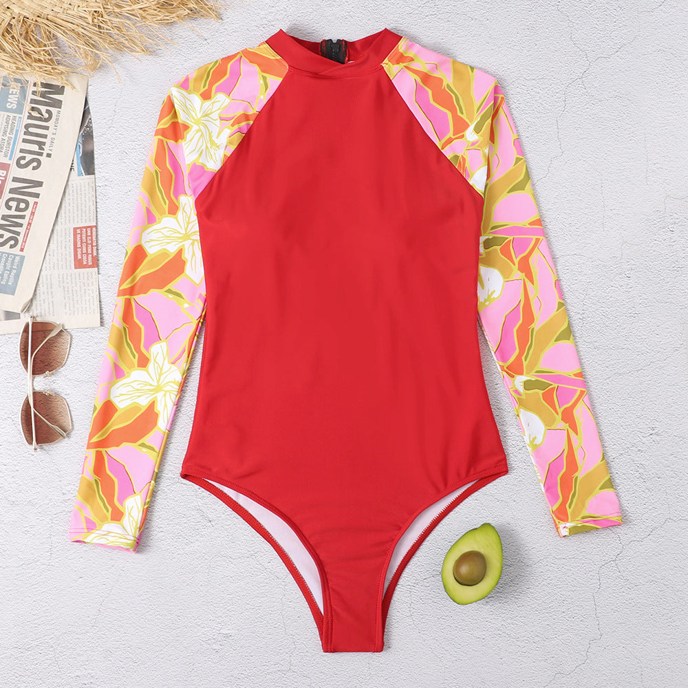 Red Long Sleeves Bikini Wet Suits for Women