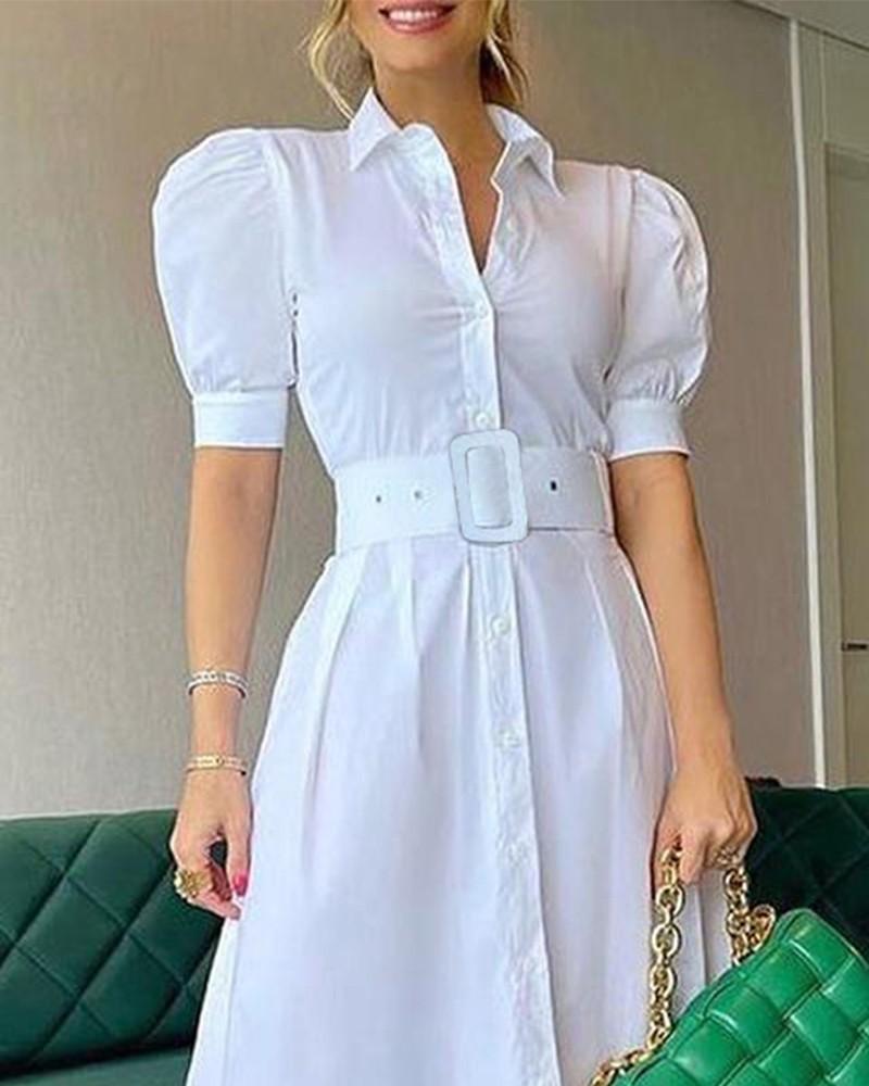 Elegant Short Sleeves Long Dresses with Belt-STYLEGOING