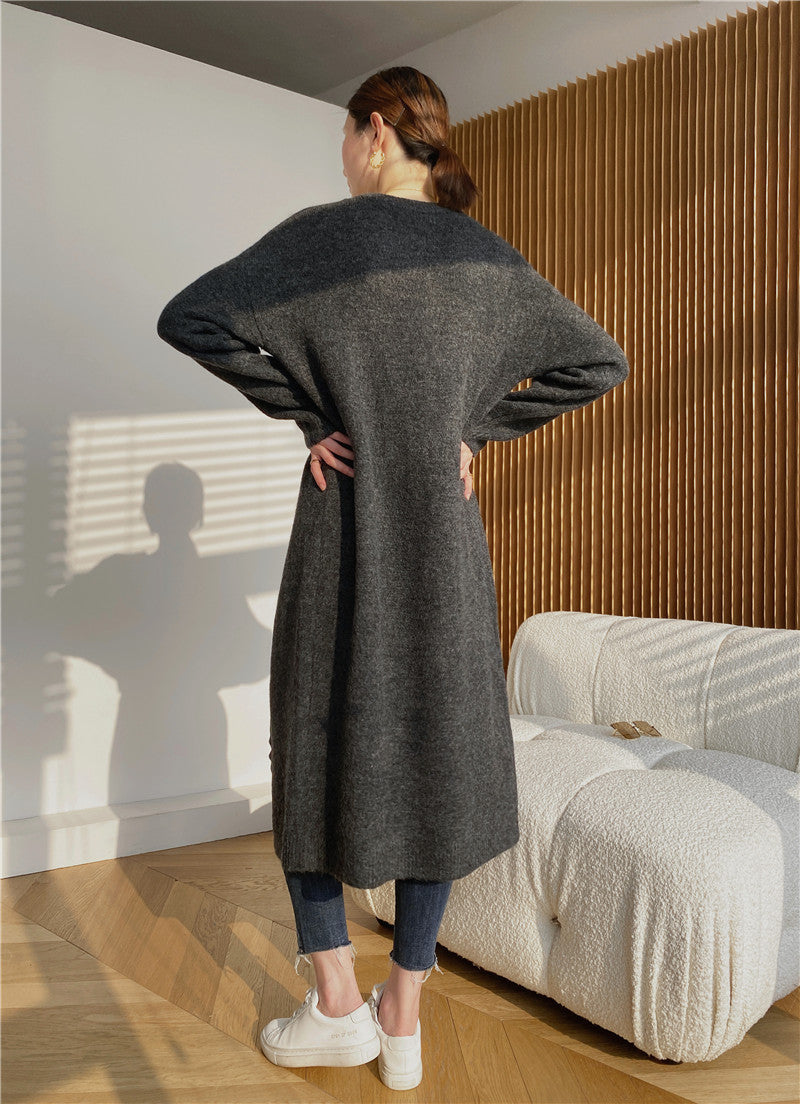 Warm Knitting Split Design Pullover Long Dresses