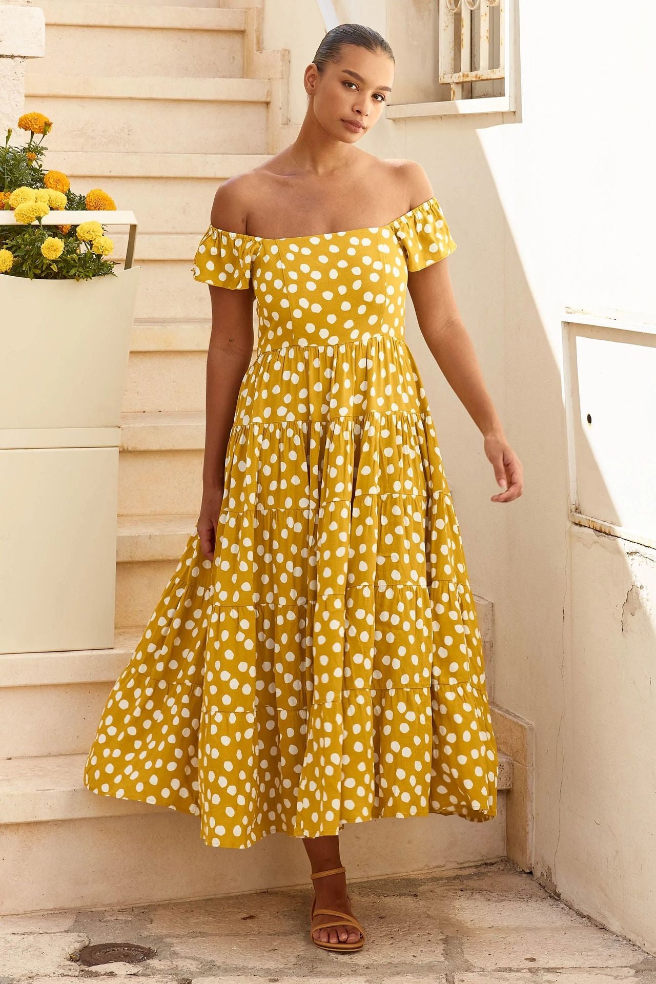 Casual High Waist Ruffled Summer Long Dresses