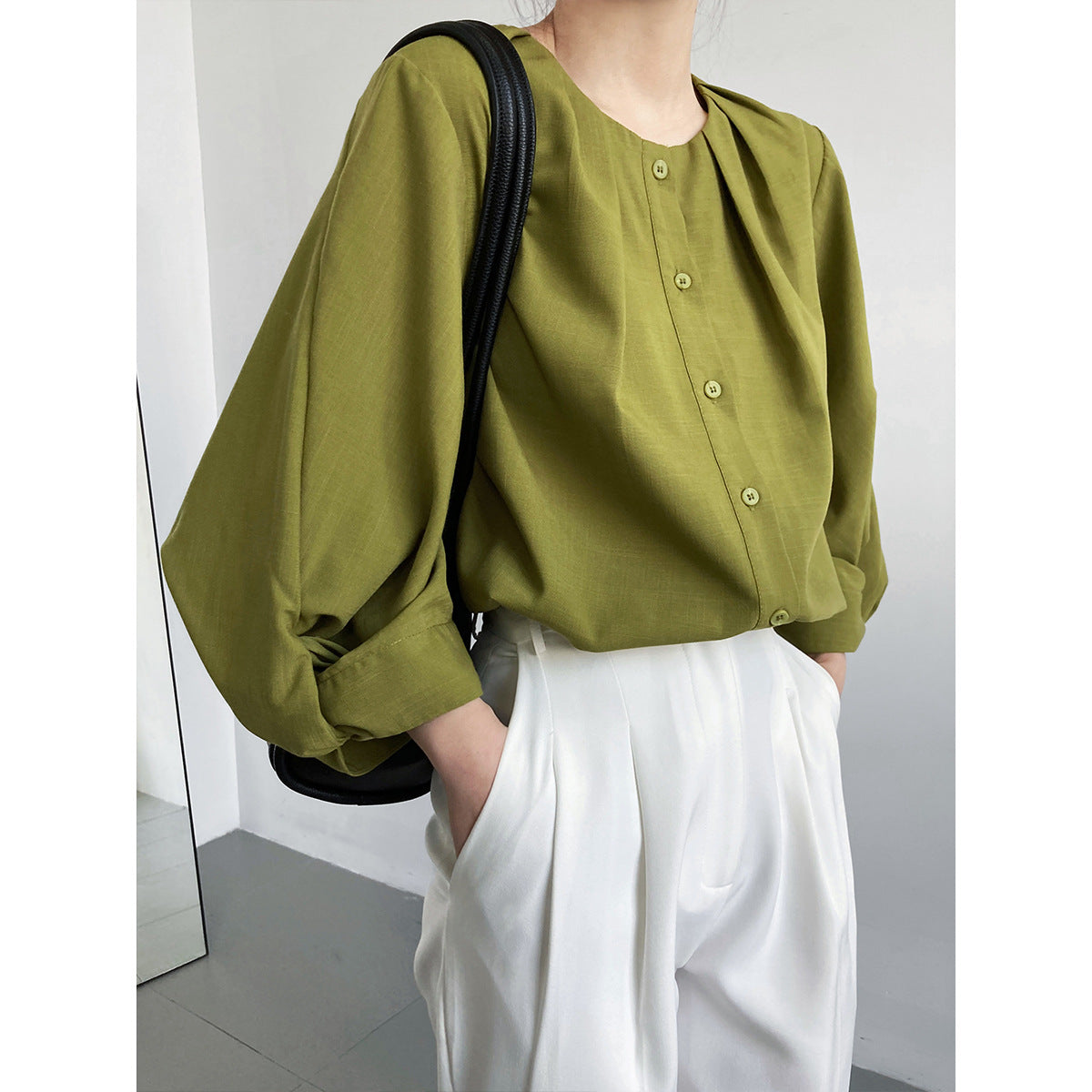 Elegant Linen Women Long Sleeves Blouses Shirts