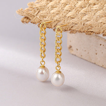 Fashion Sterling Silver Tassel Earring with Pearl E1335