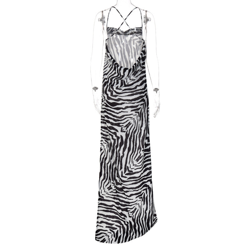 Zebra Design Sexy Backless Beach Dresses