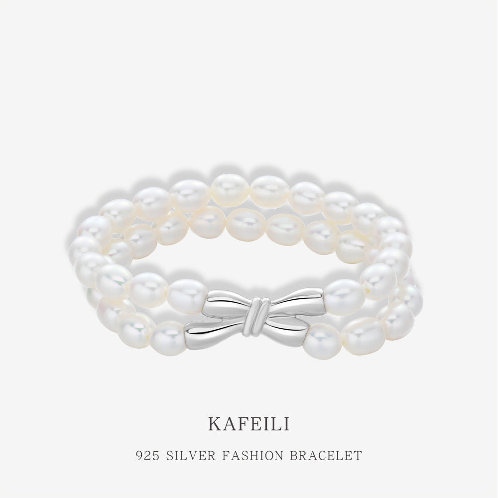 Fashion Butterfly Design Sterling Silver Pearl Bracelets