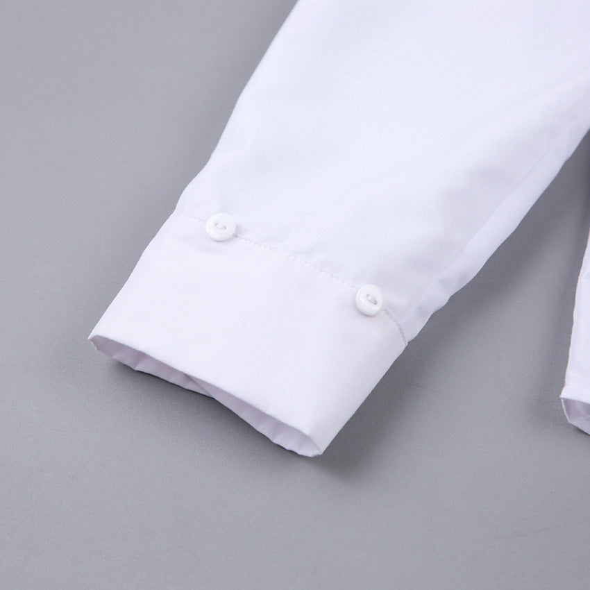 Fashion Women Long Sleeves Feather Design White Shirts