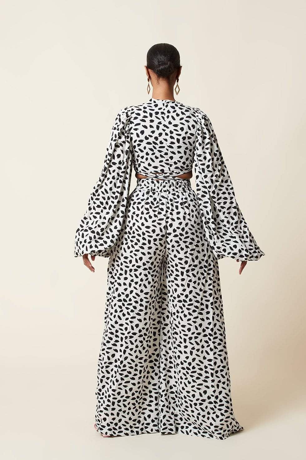 Women Leopard Print Puff Sleeves Suits-STYLEGOING