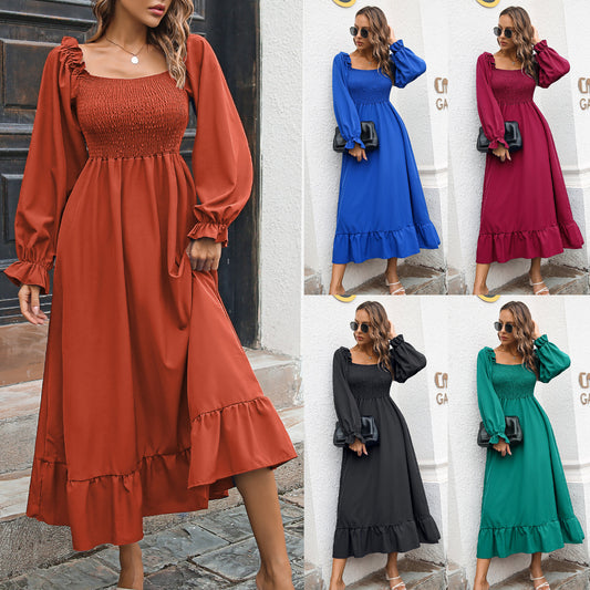 Casual Ruffled Long Sleeves Fall Dresses