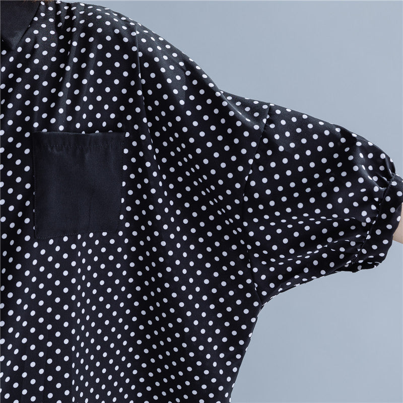 Summer Dot Print Chiffon Long Sleeves Shirts