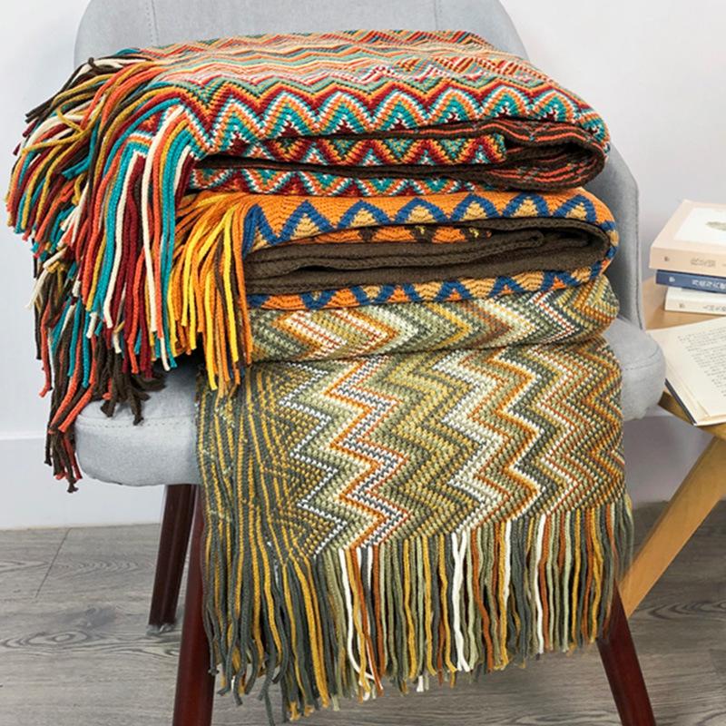 Summer Bohemian Knitting Blanket--Free Shipping at meselling99
