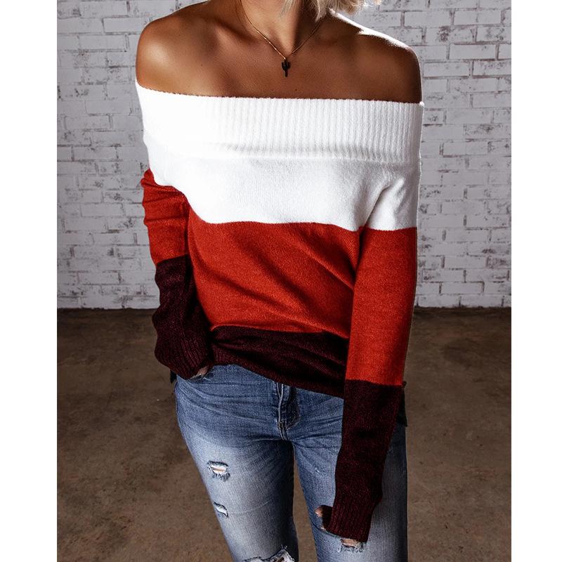 Sexy Off The Shoulder Women Knitting Sweaters