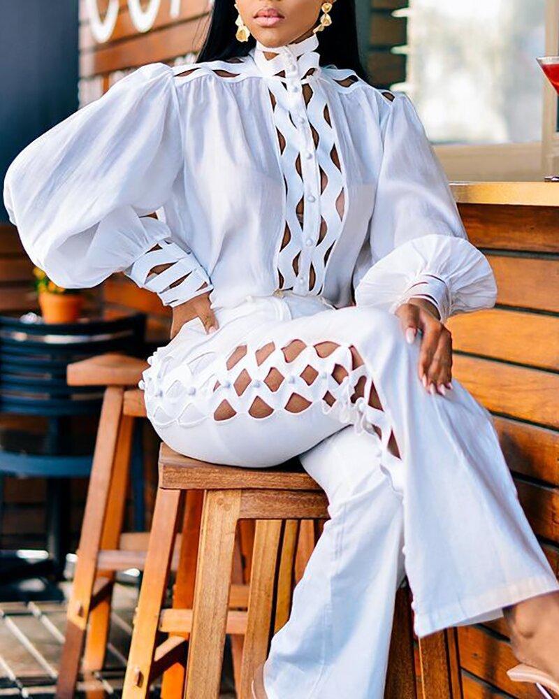 White Hollow Out Summer Beach Jumsuits-STYLEGOING