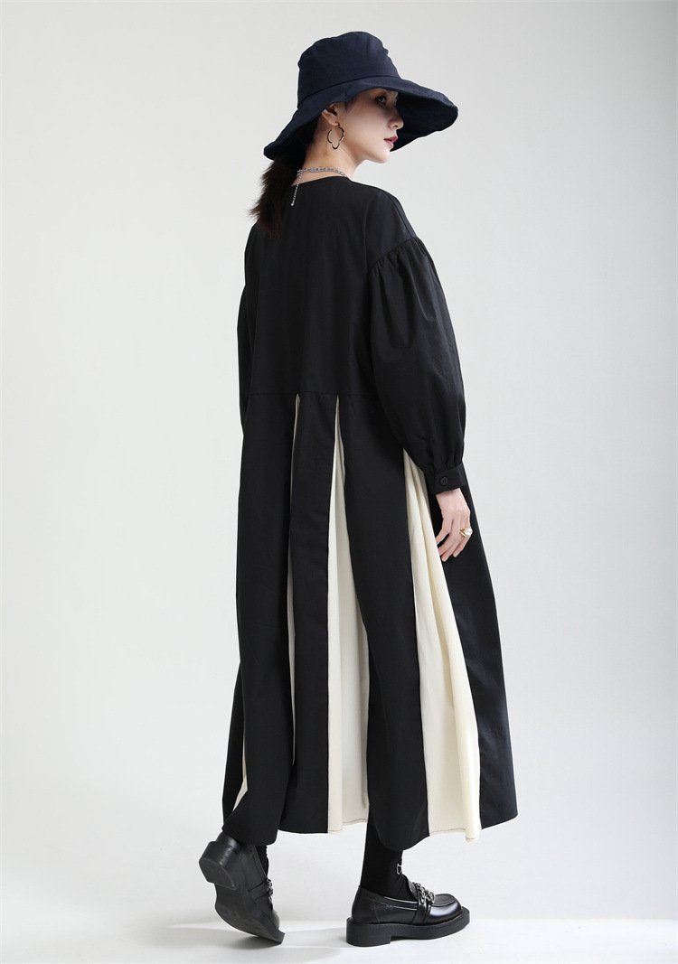 Women Black&white Fall Long Cozy Dresses