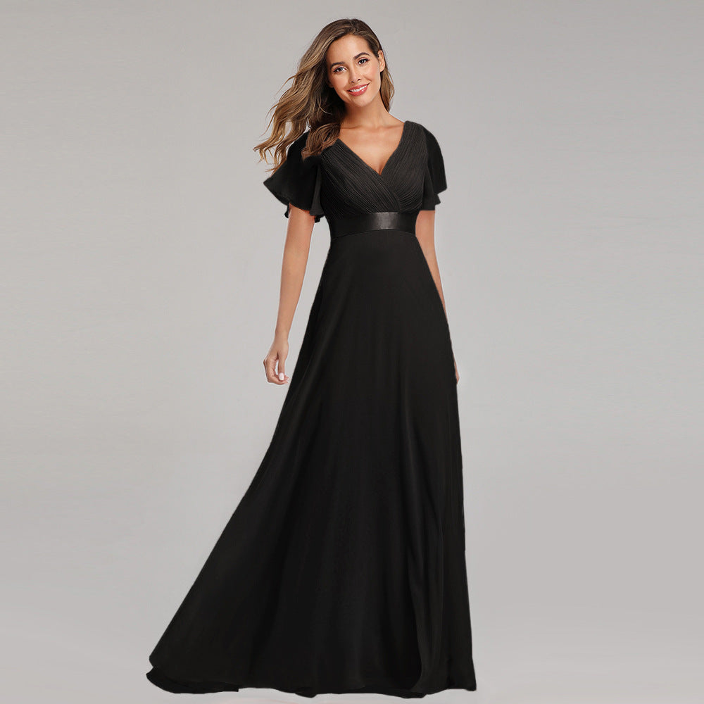 Elegant V Neck Chiffon Women Party Dresses