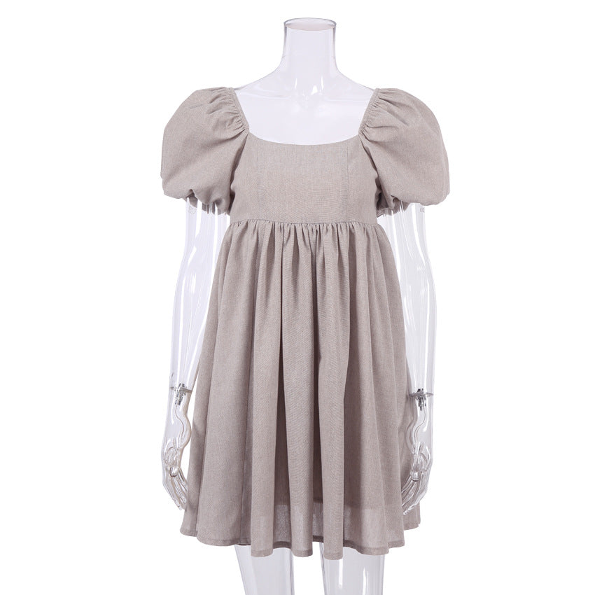 Lovely Linen Square Neckline Mini Dresses