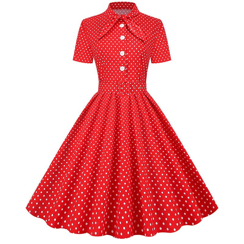 Vintage Polka Dot Short Sleeves Dresses