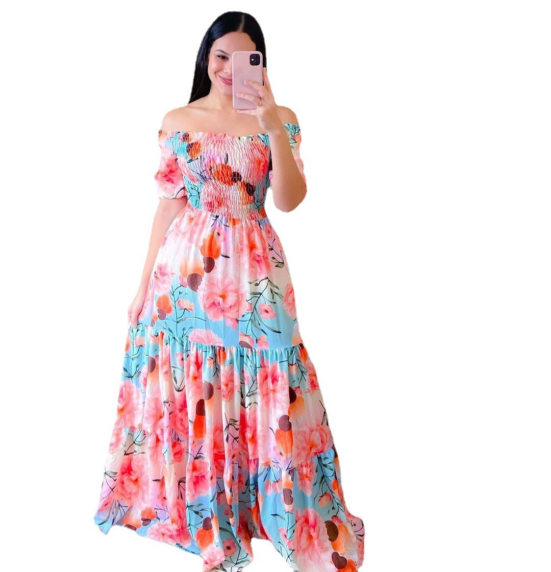 Sexy Off The Shoulder Flowers Long Dresses