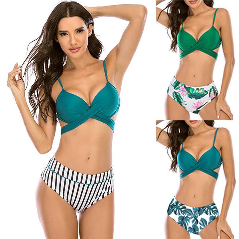 Women Print High Wasit Bikini Swimwear-STYLEGOING