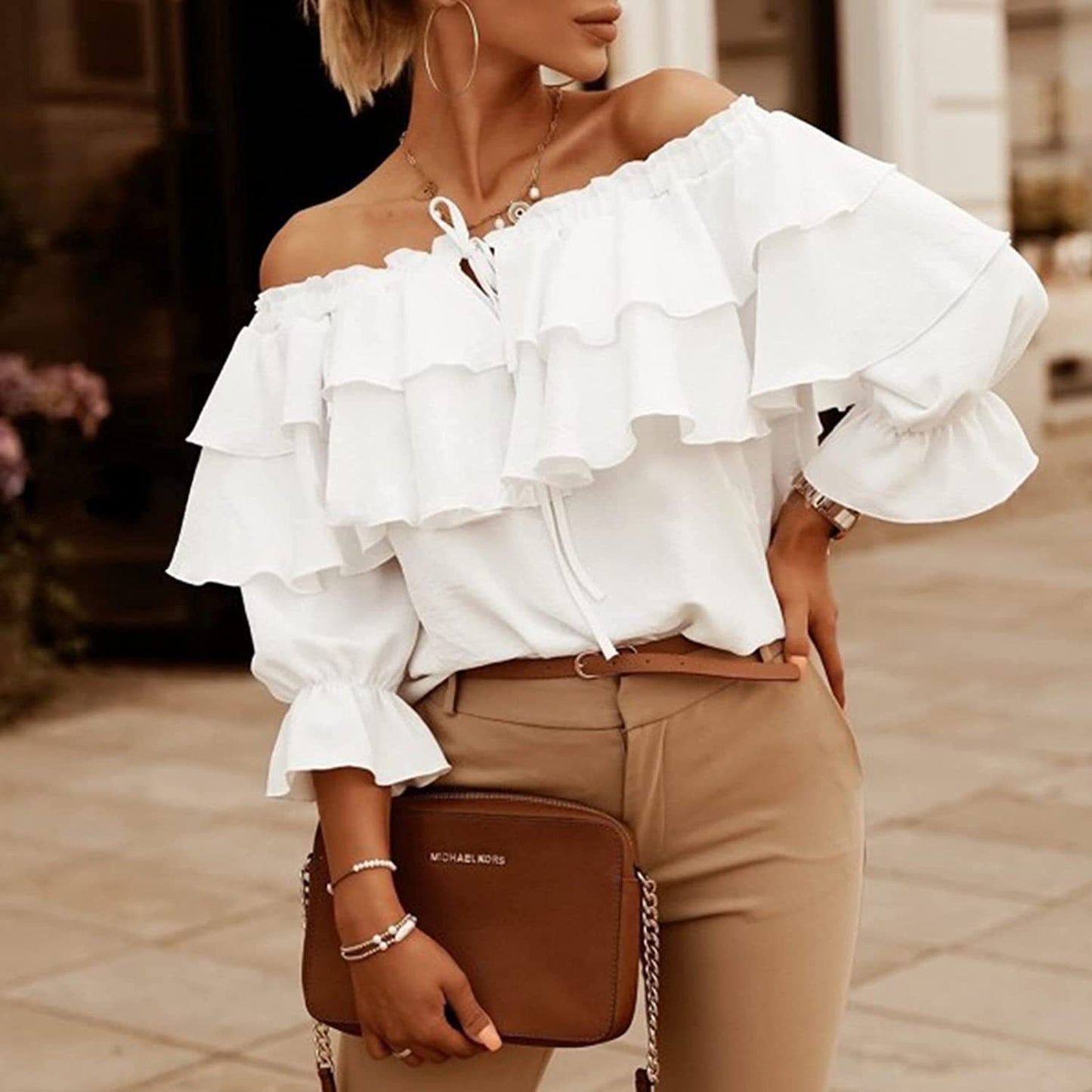 Sexy Off The Shoulder Chiffon Women Blouses Tops