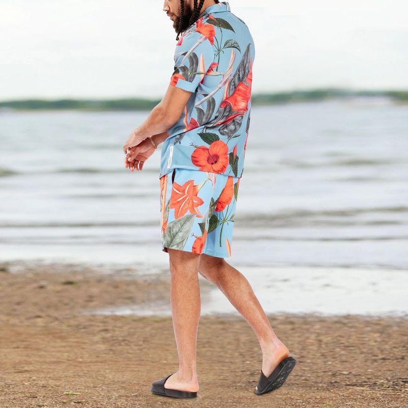 Men's Summer Beach T Shirts and Shorts Set
