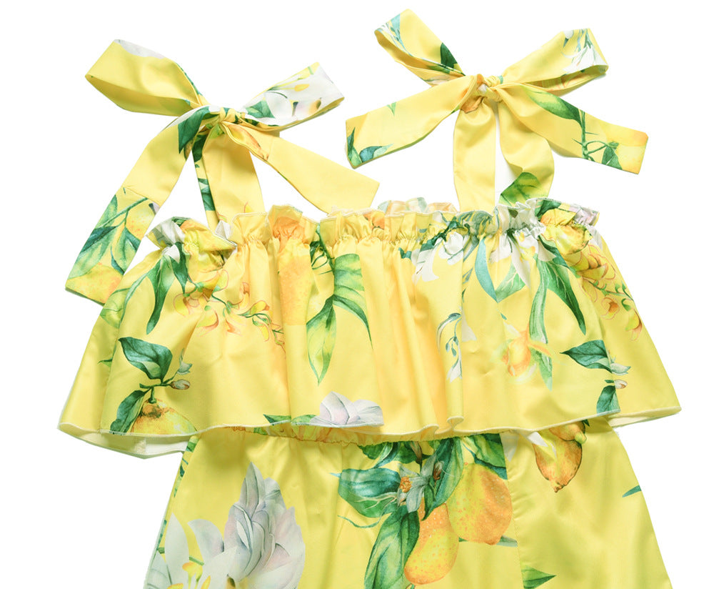 Ruffled Floral Print Summer Beach Dresses for Women