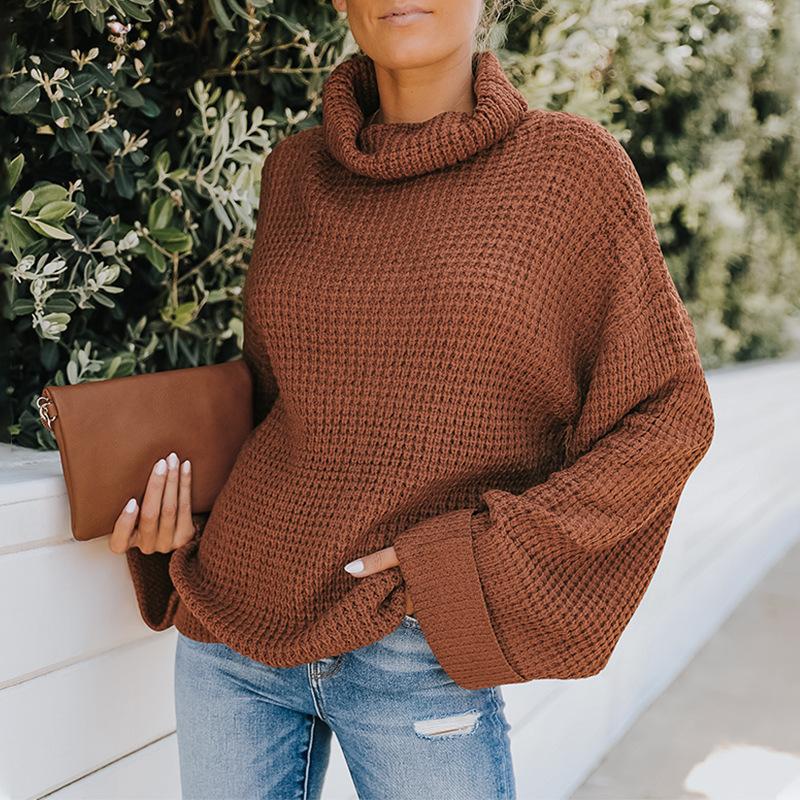 Women High Neck Knitting Fall Sweaters-STYLEGOING